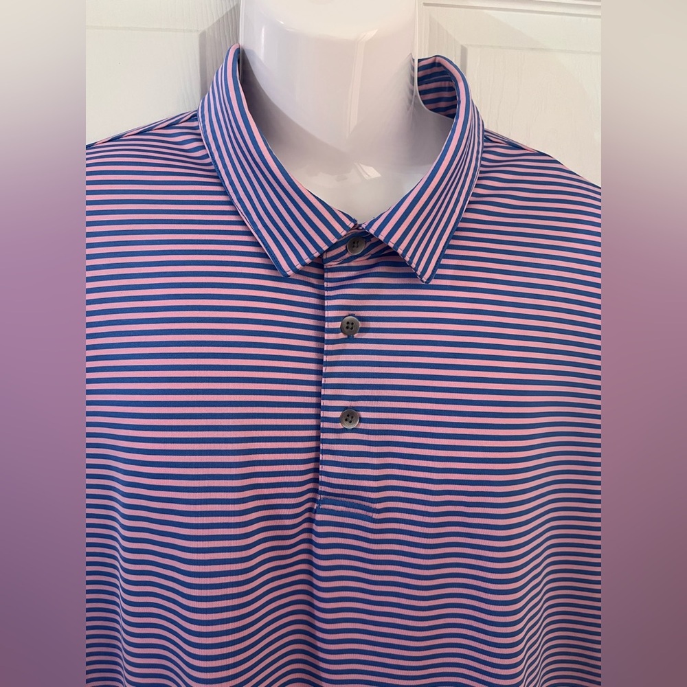 Pro Tour Coolplay Golf Polo Shirt Men’s Stripes Blue and Pink Sz/2X